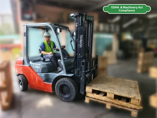 Man operating a forklift during practical forklift training and reach truck training in a warehouse