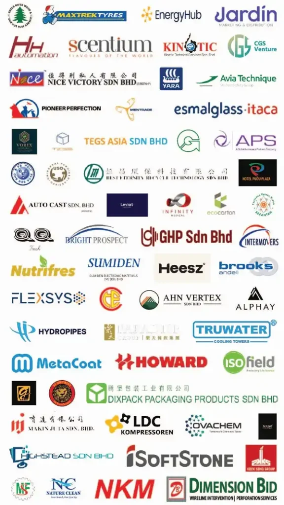 A collage of corporate logos representing prestigious clients who have completed forklift training and first aid training.